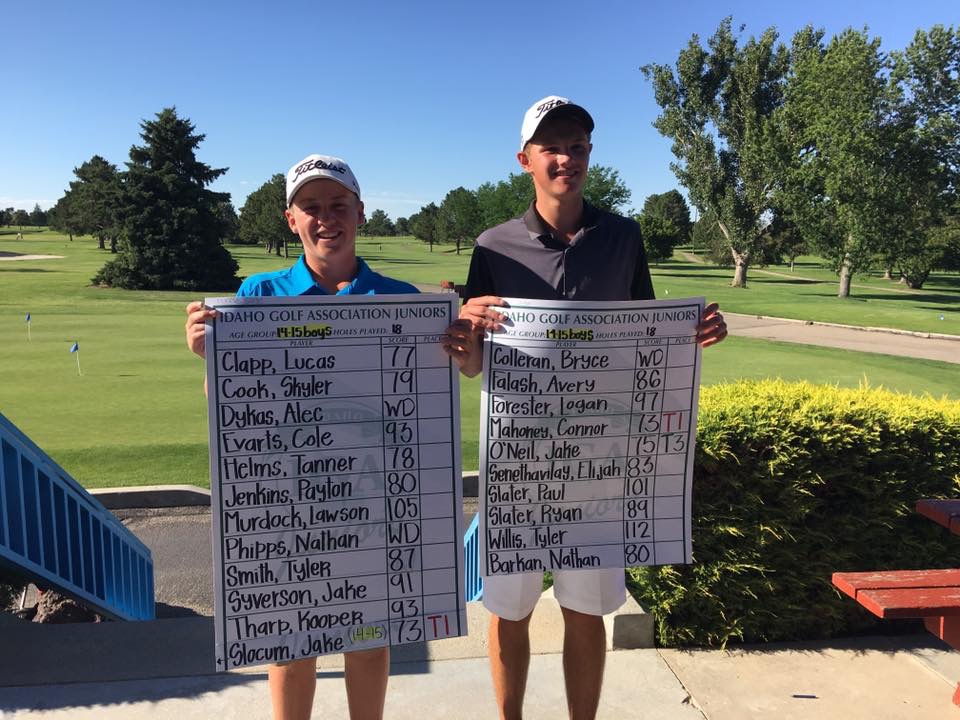 Jake Slocum (left) and Connor Mahoney (right) place 1st and 2nd in IGA Junior Golf event